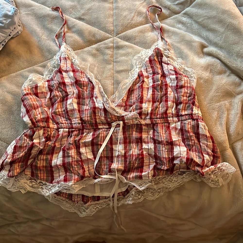 American Eagle Plaid Baby Doll tank top